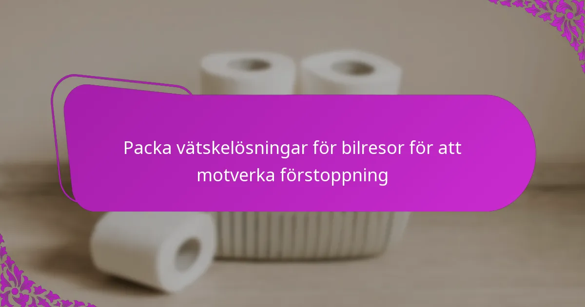 Packa vätskelösningar för bilresor - Förebygg förstoppning effektivt