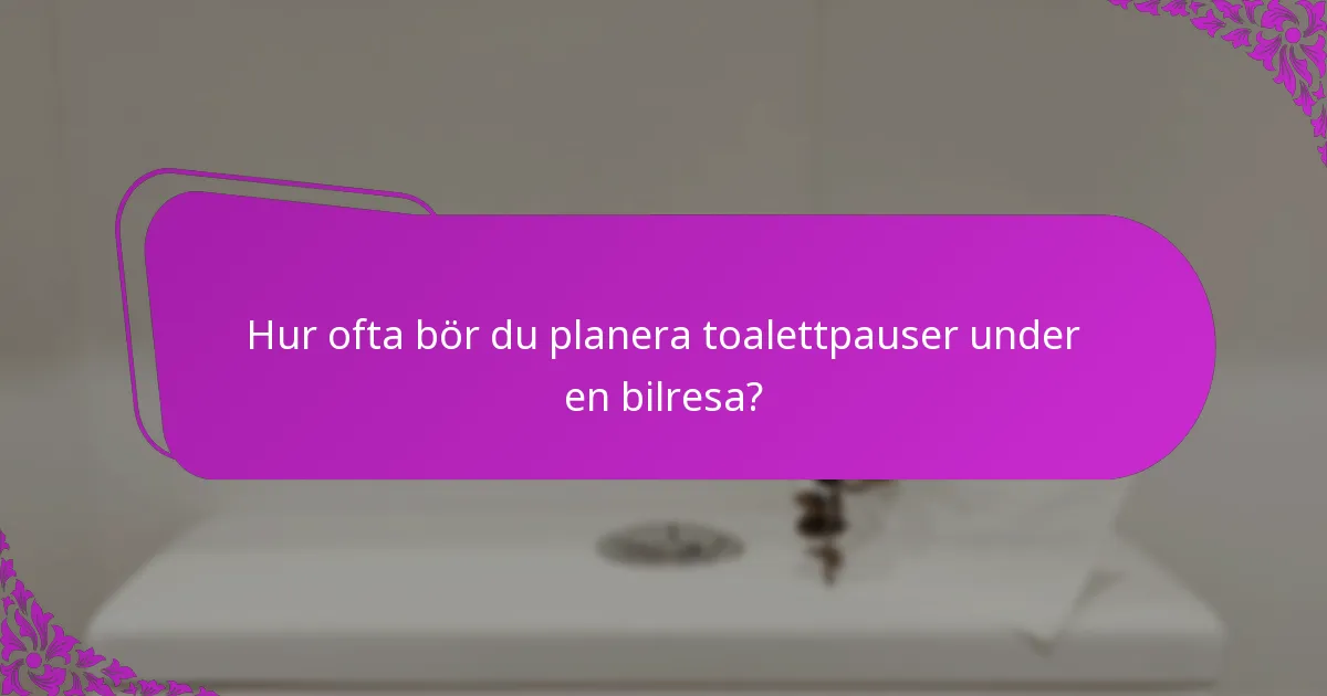 Hur ofta bör du planera toalettpauser under en bilresa?