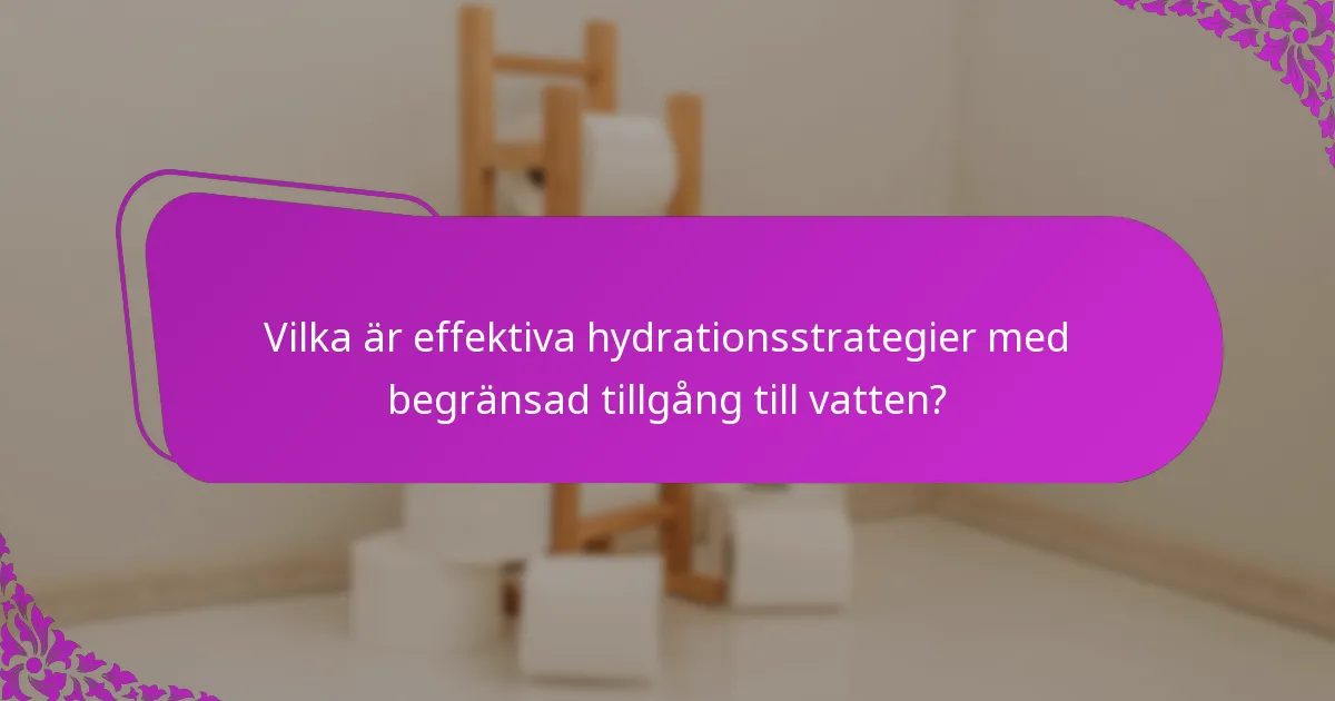 Vilka är effektiva hydrationsstrategier med begränsad tillgång till vatten?