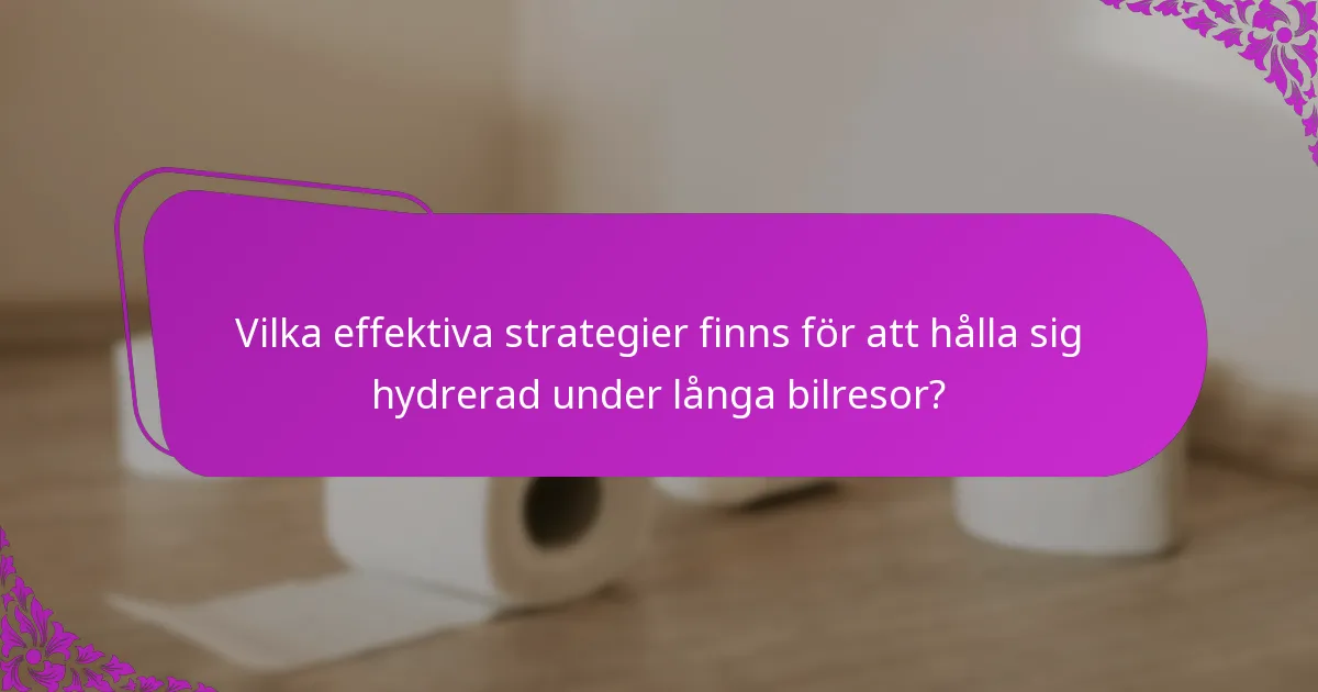 Vilka effektiva strategier finns för att hålla sig hydrerad under långa bilresor?