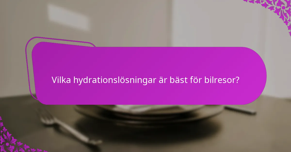 Vilka hydrationslösningar är bäst för bilresor?