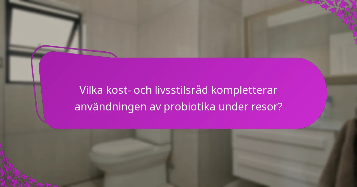 Vilka kost- och livsstilsråd kompletterar användningen av probiotika under resor?