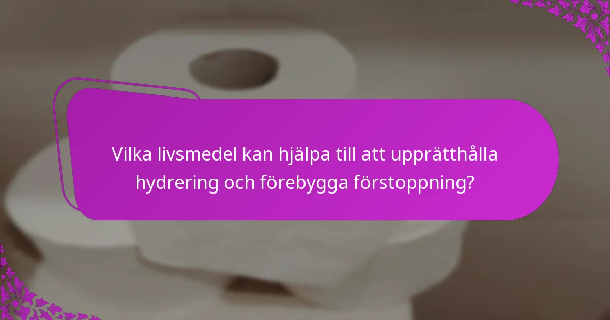 Vilka livsmedel kan hjälpa till att upprätthålla hydrering och förebygga förstoppning?