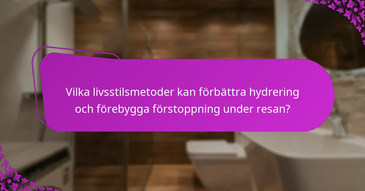 Vilka livsstilsmetoder kan förbättra hydrering och förebygga förstoppning under resan?