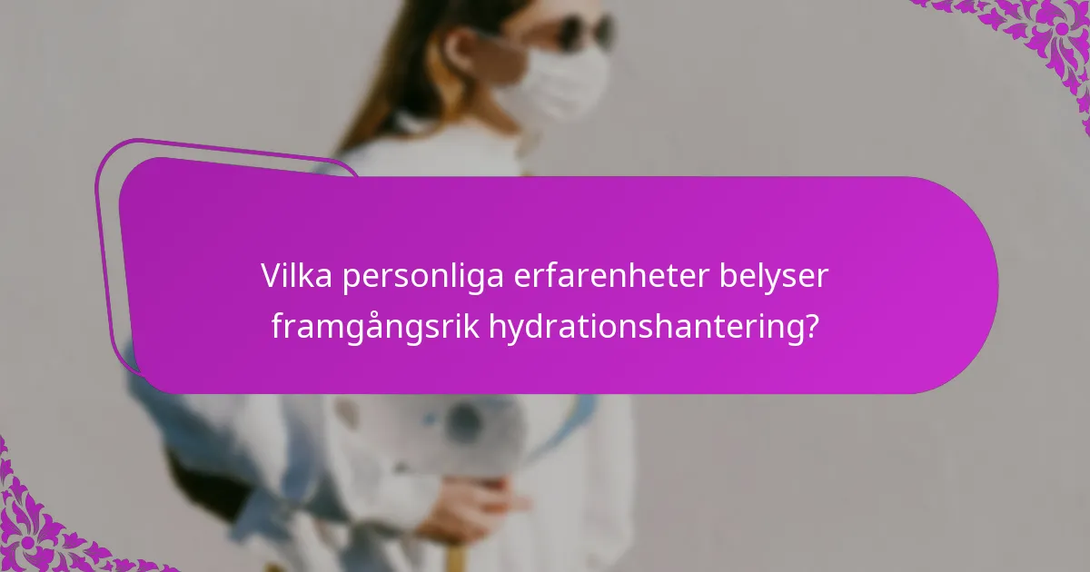 Vilka personliga erfarenheter belyser framgångsrik hydrationshantering?