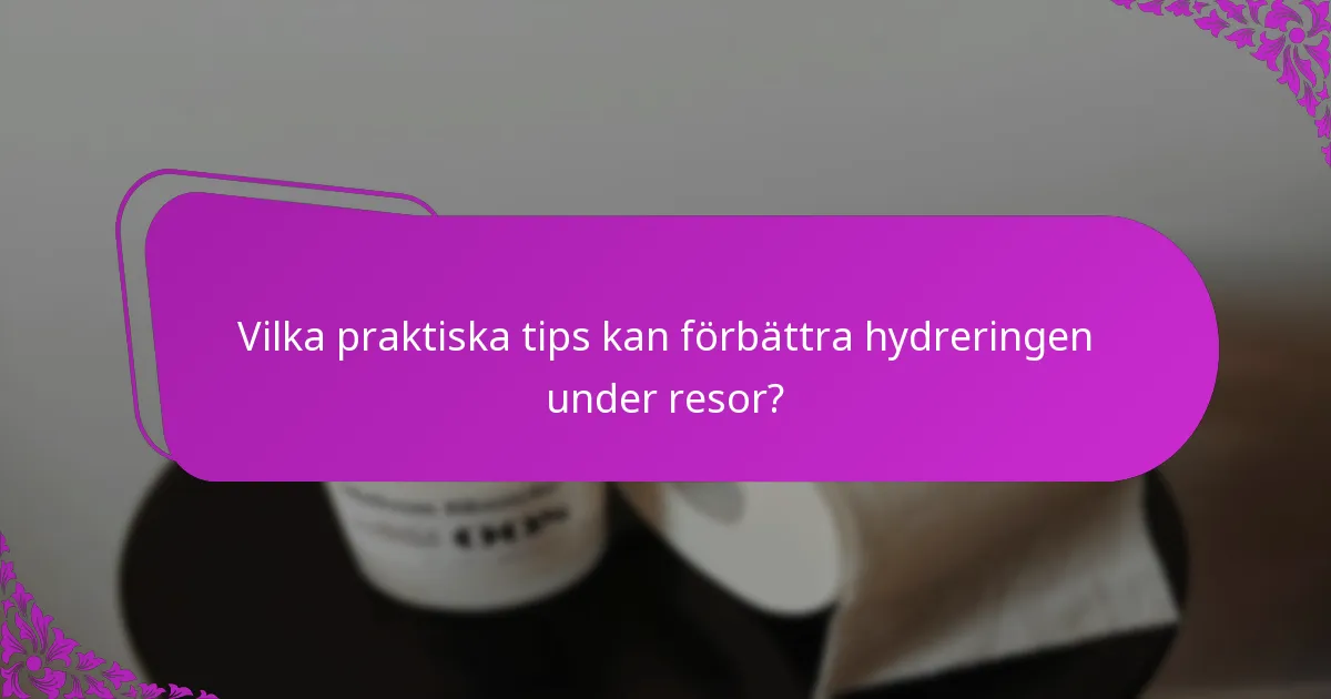 Vilka praktiska tips kan förbättra hydreringen under resor?