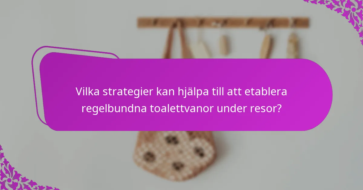 Vilka strategier kan hjälpa till att etablera regelbundna toalettvanor under resor?