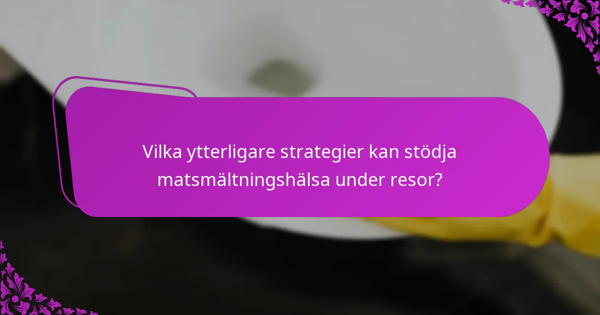 Vilka ytterligare strategier kan stödja matsmältningshälsa under resor?